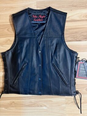 Women's Black Leather Vest